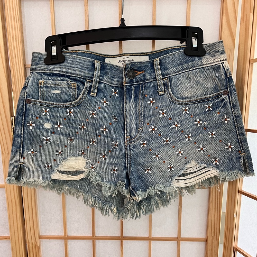 Abercrombie & Fitch Embroidered Denim Shorts